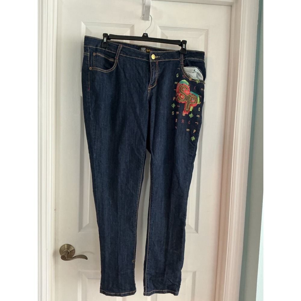South Pole Y2K Women's Size 20 Embellished Sequin Dark Wash Jeans